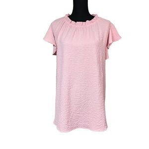 ChicSoul Pink Clip Dot Flutter Sleeve Top